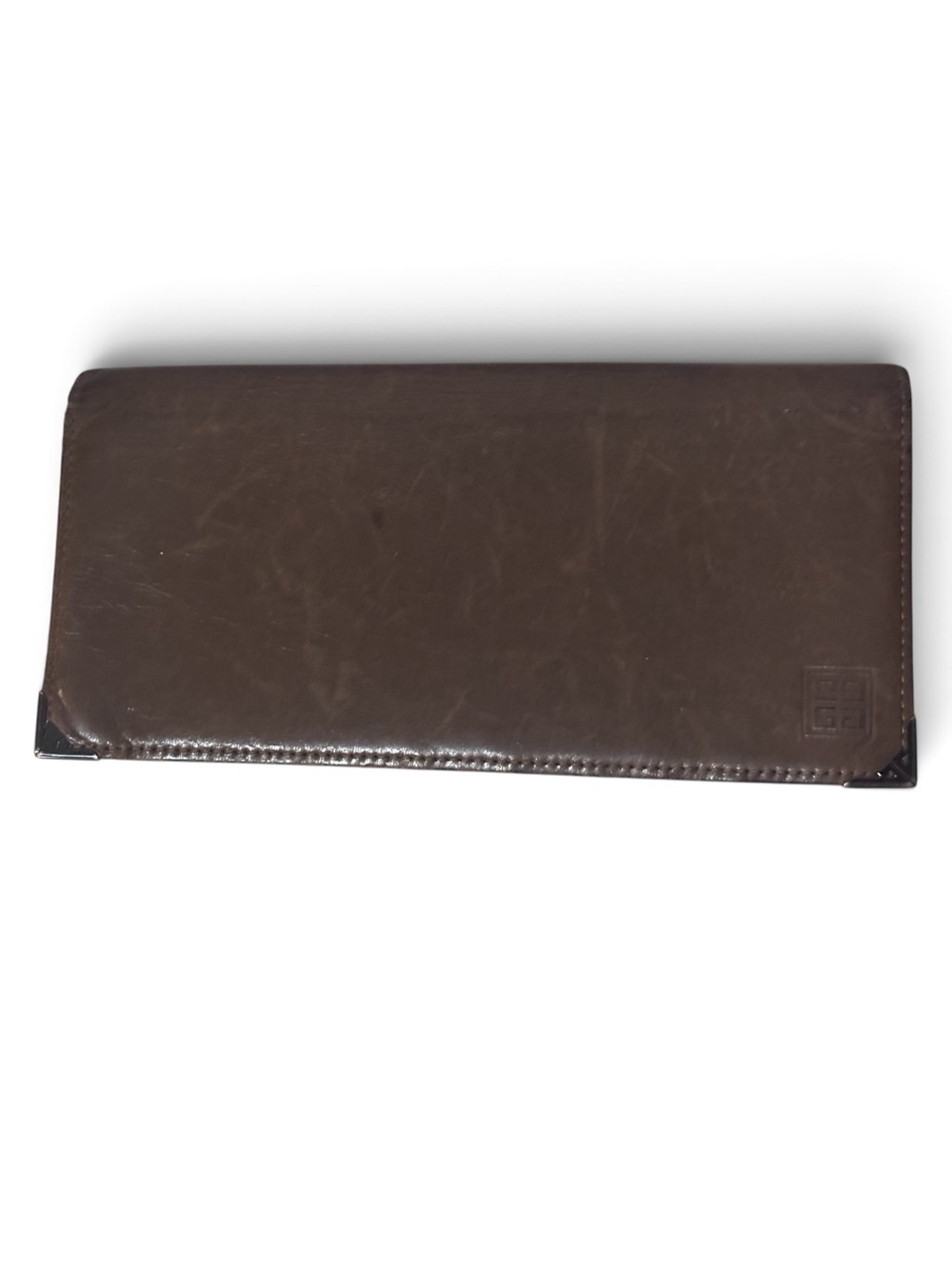 Authentic vintage Givenchy leather bifold wallet in a rich chocolate brown